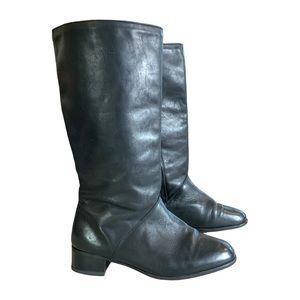 Regence Women’s tall black leather short block heels rider boots Size 11